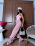 Light pink, basic top with a square neckline